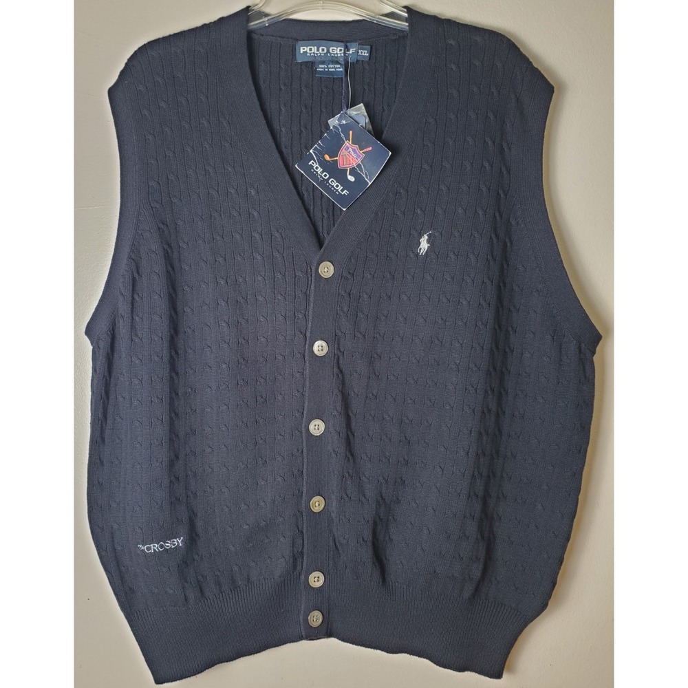Vintage‎ NWT NOS Polo Golf Ralph Lauren XXL 2XL Cable Knit Sweater Vest Crosby